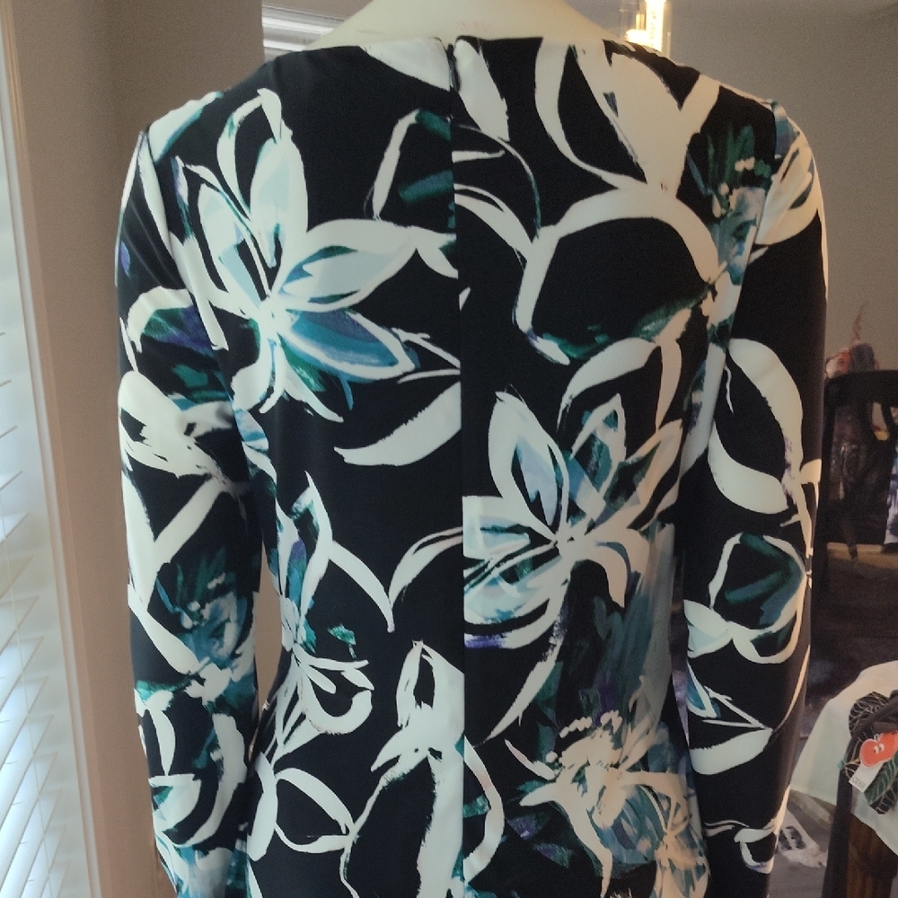 Lauren Ralph Lauren Black and White Long Sleeve Sheath Dress - Picture 6 of 10